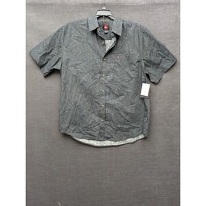 Quicksilver Black Button Up Short Sleeve Shirt Leaves Botanical Men's Size XL